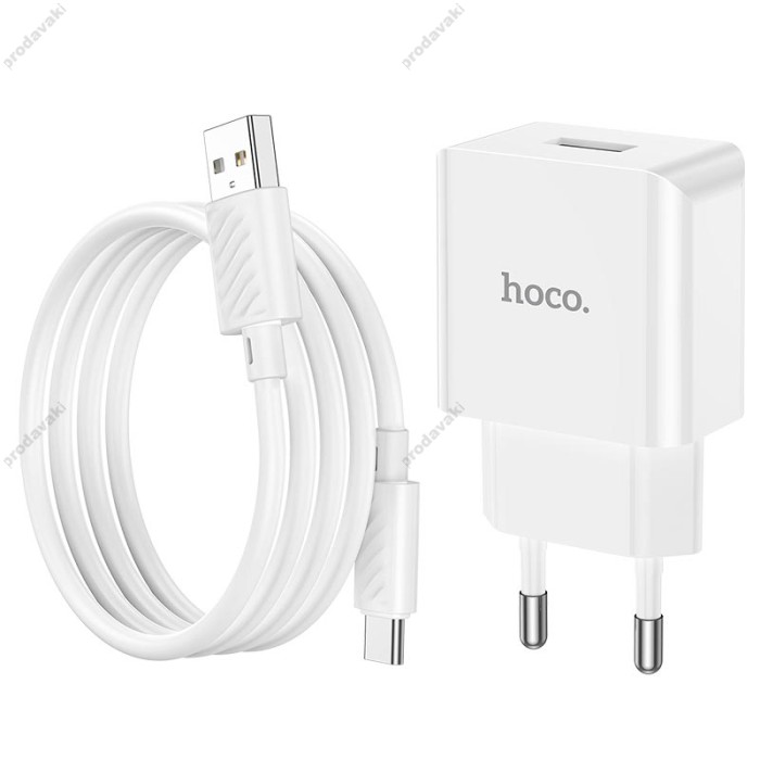 Мережевий зарядний пристрій Hoco C106A Leisure single port charger Type-C cable 10.5W White