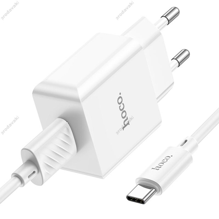 Мережевий зарядний пристрій Hoco C106A Leisure single port charger Type-C cable 10.5W White