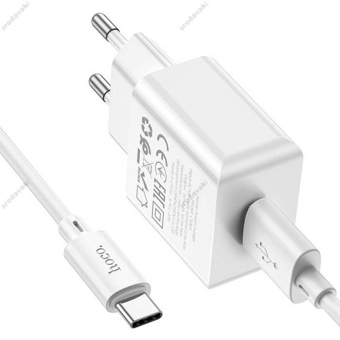 Мережевий зарядний пристрій Hoco C106A Leisure single port charger Type-C cable 10.5W White