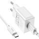 Мережевий зарядний пристрій Hoco C106A Leisure single port charger Type-C cable 10.5W White