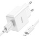 Мережевий зарядний пристрій Hoco C106A Leisure single port charger Lightning cable 10.5W White
