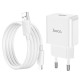 Мережевий зарядний пристрій Hoco C106A Leisure single port charger Lightning cable 10.5W White