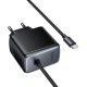 Мережевий зарядний пристрій HOCO C165A Priority charger with built-in Type-C cable 45W Black