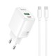 Мережевий зарядний пристрій HOCO N88 Seguro charger Type-C cable 30W White