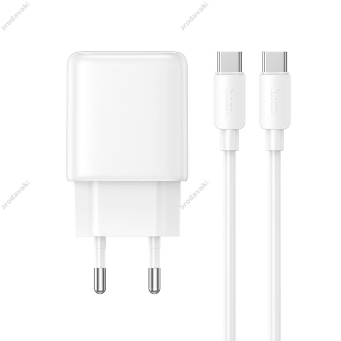 Мережевий зарядний пристрій HOCO N88 Seguro charger Type-C cable 30W White