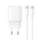 Мережевий зарядний пристрій HOCO N88 Seguro charger Type-C cable 30W White