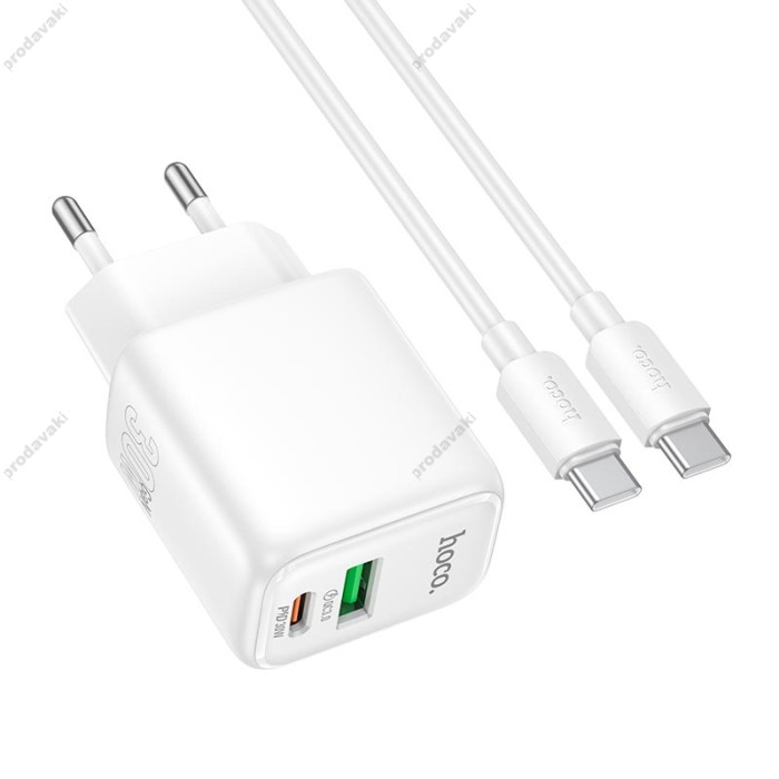 Мережевий зарядний пристрій HOCO N88 Seguro charger Type-C cable 30W White