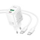 Мережевий зарядний пристрій HOCO N88 Seguro charger Type-C cable 30W White