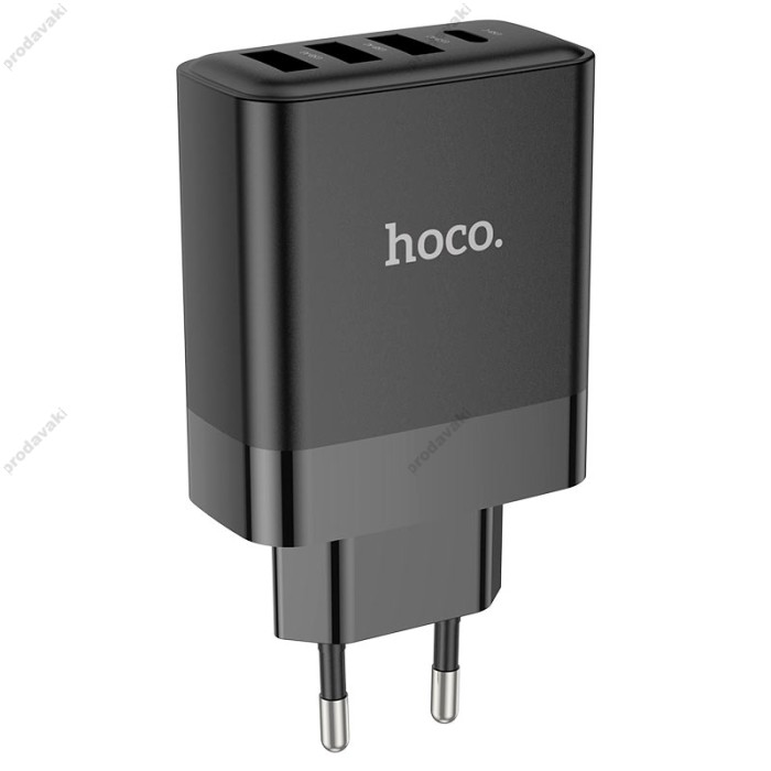 Мережевий зарядний пристрій HOCO C127A Intelligent four-port Lightning cable 45W Black