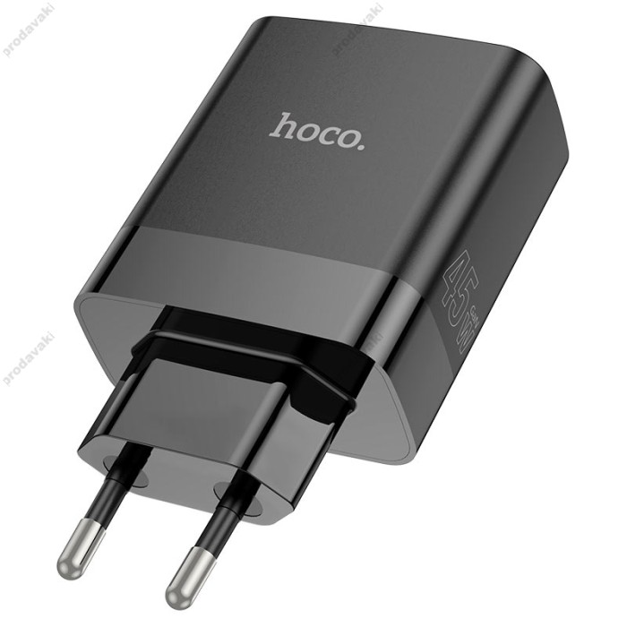 Мережевий зарядний пристрій HOCO C127A Intelligent four-port Lightning cable 45W Black