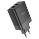 Мережевий зарядний пристрій HOCO C127A Intelligent four-port Lightning cable 45W Black