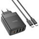 Мережевий зарядний пристрій HOCO C127A Intelligent four-port Type-C cable 45W Black