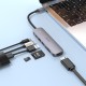 USB-Хаб HOCO HB28 multi-function converter 6в1 Type-C to HDMI+USB3.0+USB2.0+SD+TF+PD Metal Grey