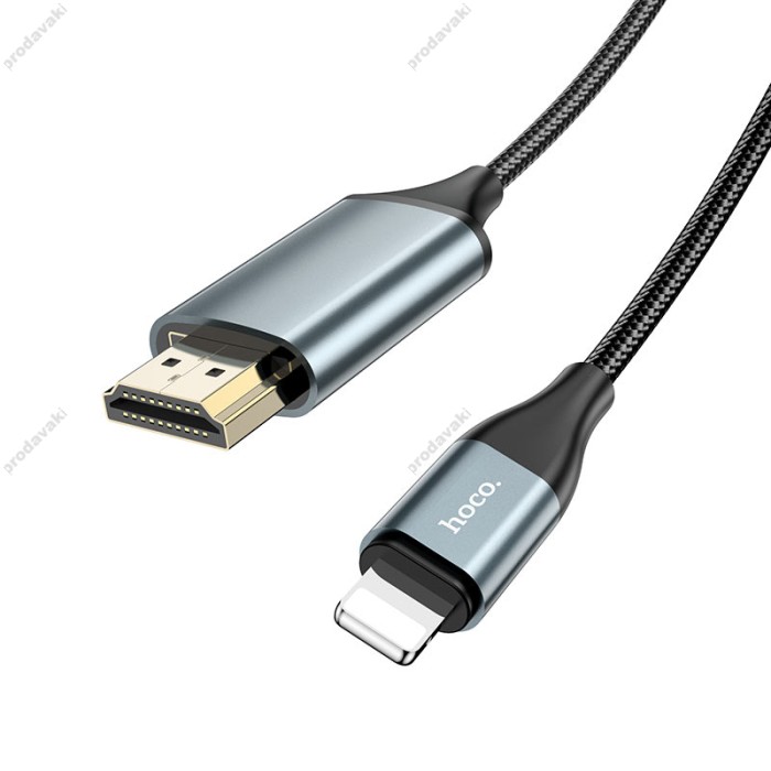 Кабель HOCO UA15 High definition on-screen cable Lightning to HDTV (HDMI) 4K 2m Grey