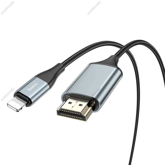 Кабель HOCO UA15 High definition on-screen cable Lightning to HDTV (HDMI) 4K 2m Grey