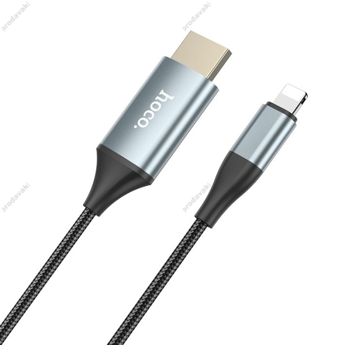 Кабель HOCO UA15 High definition on-screen cable Lightning to HDTV (HDMI) 4K 2m Grey