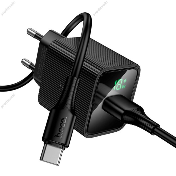 Мережевий зарядний пристрій Hoco CS81A Excellent single port charger Type-C cable 18W Black
