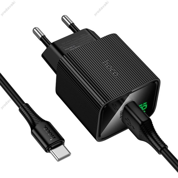 Мережевий зарядний пристрій Hoco CS81A Excellent single port charger Type-C cable 18W Black
