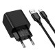 Мережевий зарядний пристрій Hoco CS81A Excellent single port charger Type-C cable 18W Black