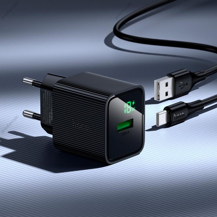 Мережевий зарядний пристрій Hoco CS81A Excellent single port charger Type-C cable 18W Black