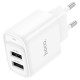 Мережевий зарядний пристрій HOCO C141A Smart dual-port charger 10.5W White