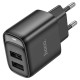 Мережевий зарядний пристрій HOCO C141A Smart dual-port charger Type-C cable 10.5W Black