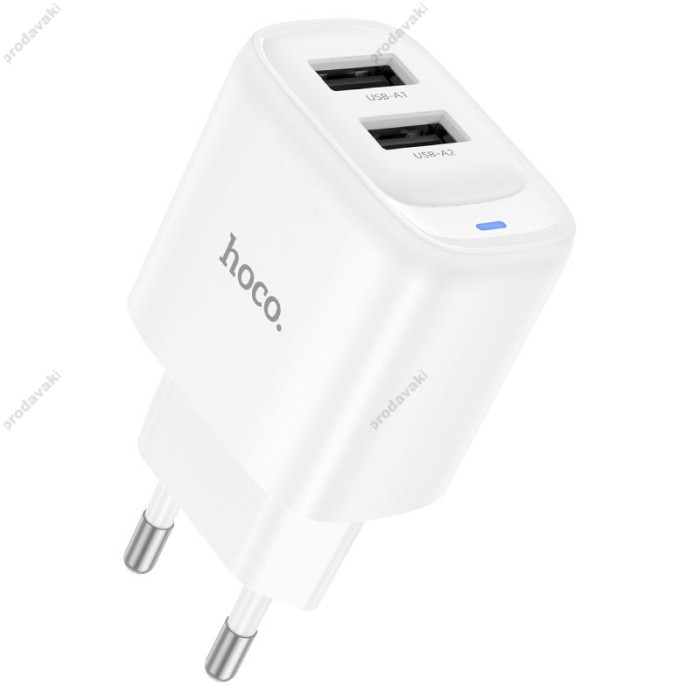 Мережевий зарядний пристрій HOCO C141A Smart dual-port charger Micro USB cable 10.5W White
