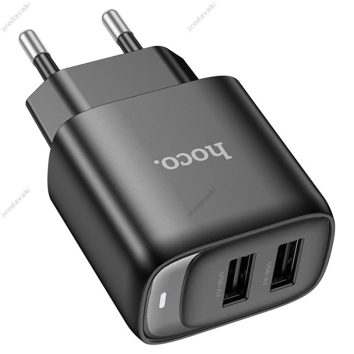 Мережевий зарядний пристрій HOCO C141A Smart dual-port charger Type-C cable 10.5W Black