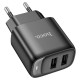Мережевий зарядний пристрій HOCO C141A Smart dual-port charger Type-C cable 10.5W Black