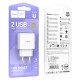 Мережевий зарядний пристрій HOCO C141A Smart dual-port charger 10.5W White