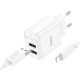 Мережевий зарядний пристрій HOCO C141A Smart dual-port charger Lightning cable 10.5W White