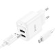 Мережевий зарядний пристрій HOCO C141A Smart dual-port charger Micro USB cable 10.5W White