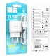 Мережевий зарядний пристрій HOCO C141A Smart dual-port charger Micro USB cable 10.5W White