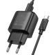 Мережевий зарядний пристрій HOCO C141A Smart dual-port charger Type-C cable 10.5W Black