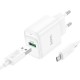 Мережевий зарядний пристрій Hoco C140A Smart single port charger Micro USB cable 18W White