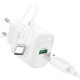 Мережевий зарядний пристрій Hoco C140A Smart single port charger Type-C cable 18W White