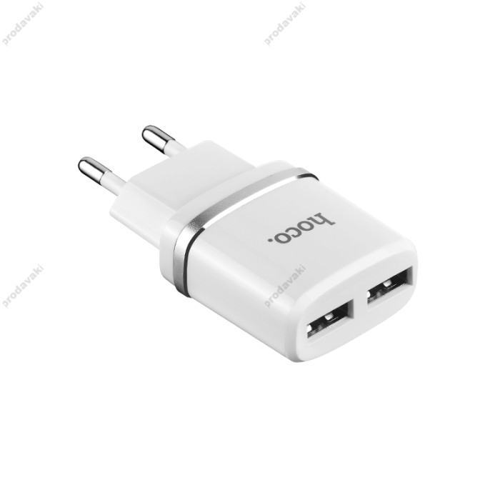 Мережевий зарядний пристрій Hoco C12 Smart Charger Lightning cable 12W White