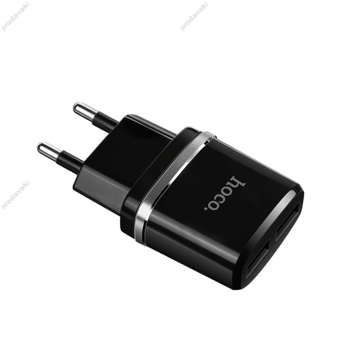 Мережевий зарядний пристрій Hoco C12 Smart Charger Lightning cable 12W Black