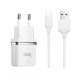 Мережевий зарядний пристрій Hoco C12 Smart Charger Micro cable 12W White