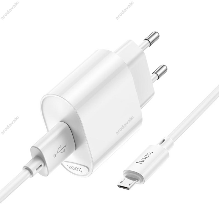 Мережевий зарядний пристрій Hoco C109A Fighter single port charger Micro USB cable 18W White