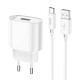 Мережевий зарядний пристрій Hoco C109A Fighter single port charger Type-C cable 18W White