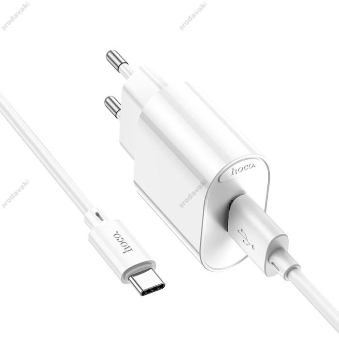Мережевий зарядний пристрій Hoco C109A Fighter single port charger Type-C cable 18W White