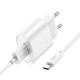 Мережевий зарядний пристрій Hoco C109A Fighter single port charger Type-C cable 18W White