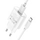 Мережевий зарядний пристрій Hoco C109A Fighter single port charger Type-C cable 18W White