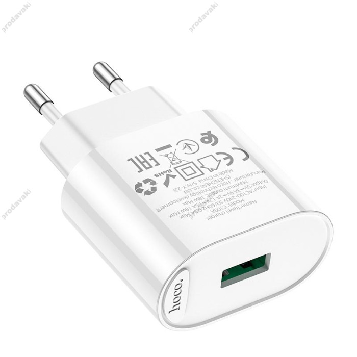 Мережевий зарядний пристрій Hoco C109A Fighter single port charger Type-C cable 18W White