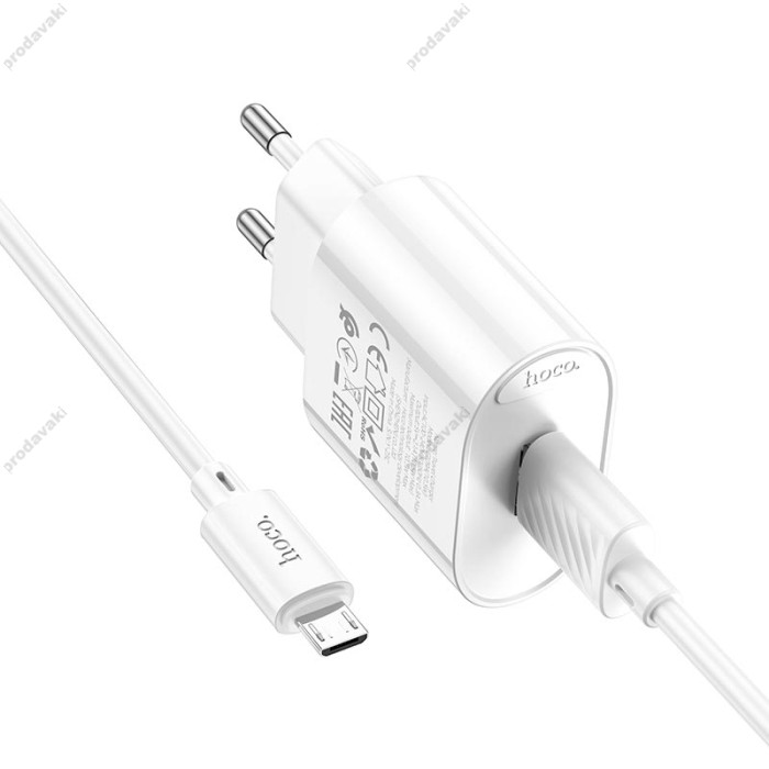 Мережевий зарядний пристрій Hoco C109A Fighter single port charger Micro USB cable 10.5W White