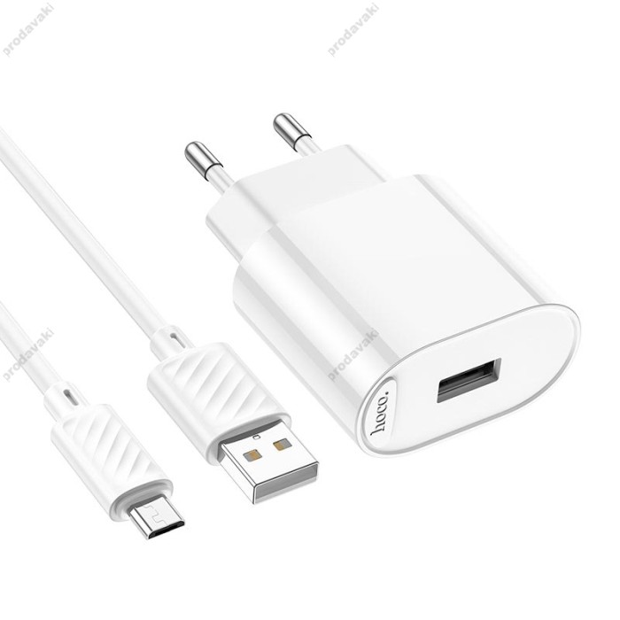 Мережевий зарядний пристрій Hoco C109A Fighter single port charger Micro USB cable 10.5W White