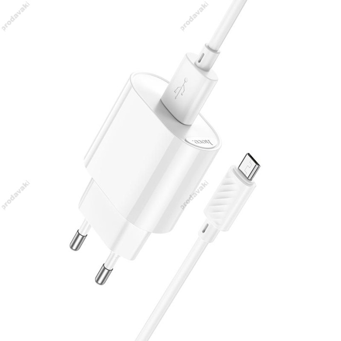 Мережевий зарядний пристрій Hoco C109A Fighter single port charger Micro USB cable 10.5W White