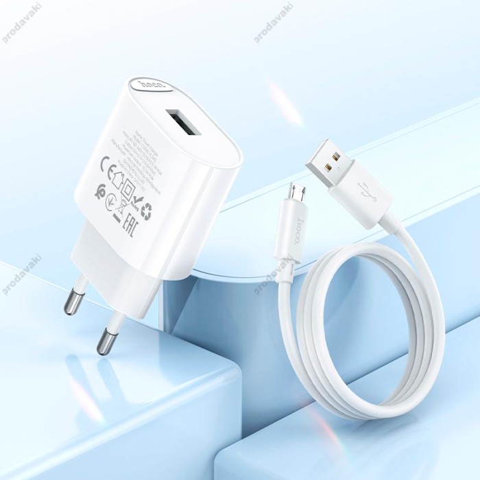 Мережевий зарядний пристрій Hoco C109A Fighter single port charger Micro USB cable 10.5W White