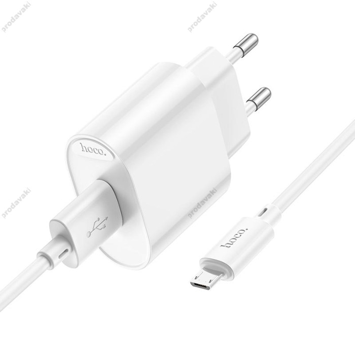 Мережевий зарядний пристрій Hoco C109A Fighter single port charger Micro USB cable 10.5W White